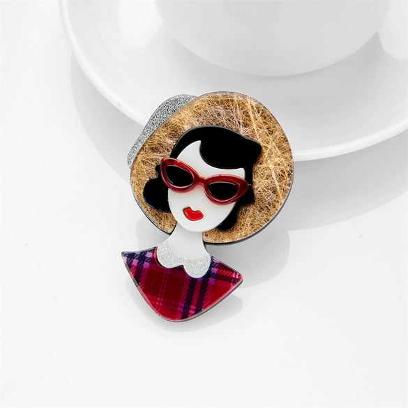 Wholesale Acrylic Cartoon Characters Printed Decorative Brooch For Women