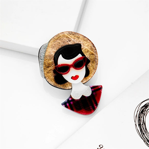 Wholesale Acrylic Cartoon Characters Printed Decorative Brooch For Women