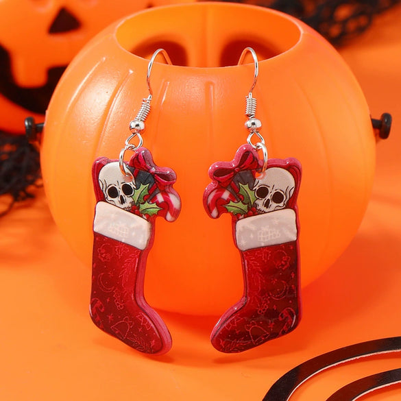 Wholesale Acrylic Cartoon Geometric Christmas Earrings For Women