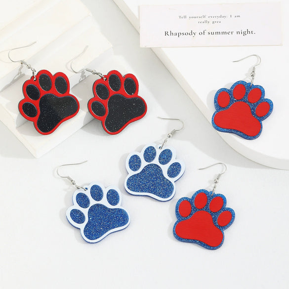Wholesale Acrylic Cat Claw Pendant Earrings Engraved Animal Pattern For Women