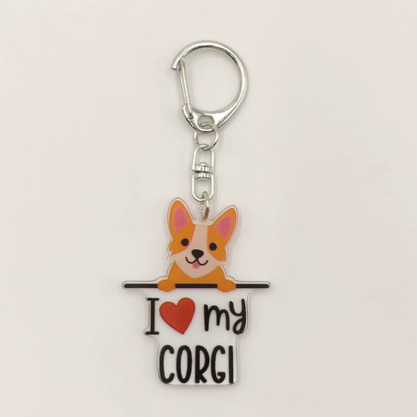 Wholesale Acrylic 2D Keychain With Uv Color Printing For Pet Dog Breed I Love My West Golden Retriever