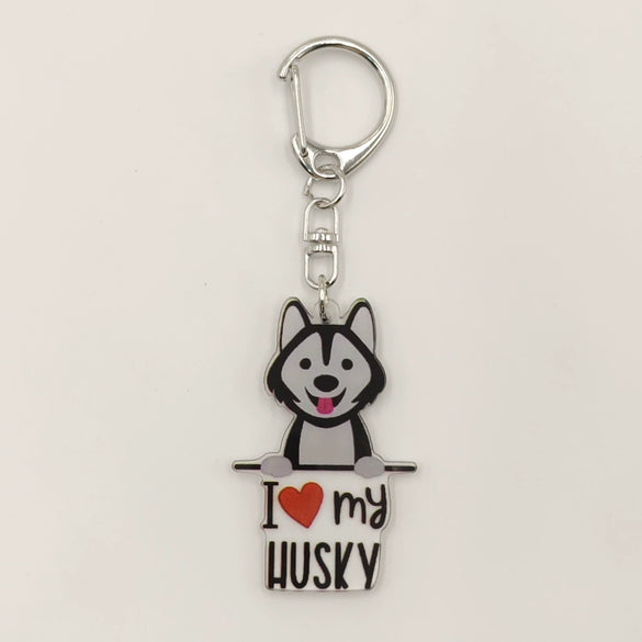 Wholesale Acrylic 2D Keychain With Uv Color Printing For Pet Dog Breed I Love My West Golden Retriever