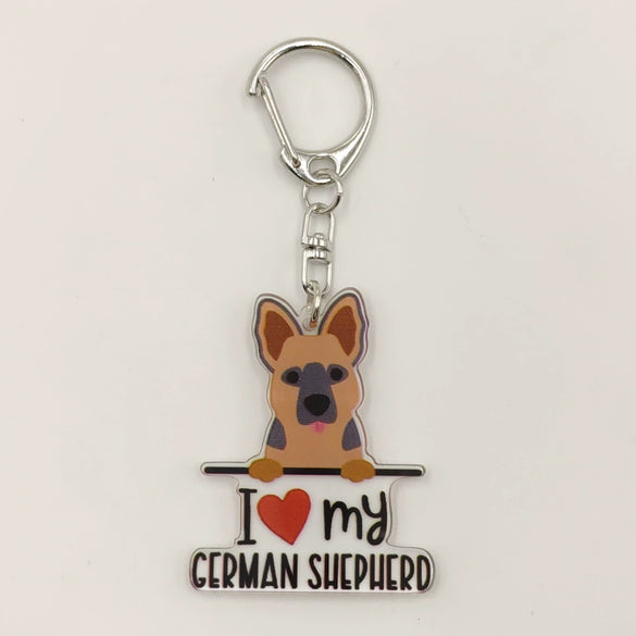 Wholesale Acrylic 2D Keychain With Uv Color Printing For Pet Dog Breed I Love My West Golden Retriever
