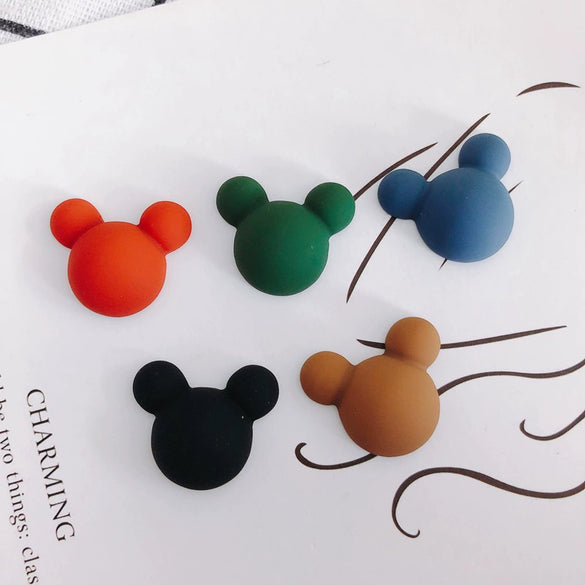 Wholesale Acrylic Diy Accessories Matte Frosted Rubber Painted Micky Head Patch Hairpin With Environmental Protection Treatment