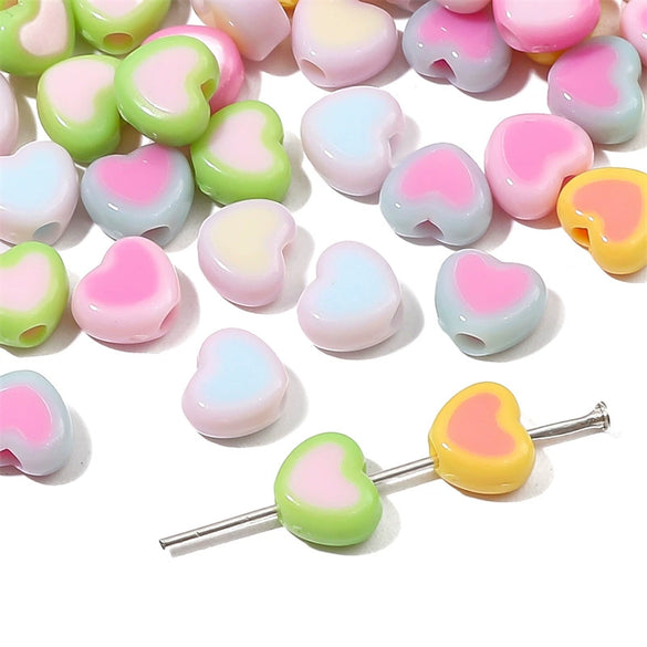 Wholesale Acrylic Double Color Love Loose Beads Handmade Diy Beaded Jewelry Accessories For Bracelets And Necklaces Lovely Style