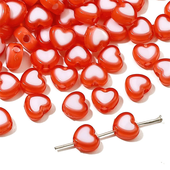 Wholesale Acrylic Double Color Love Loose Beads Handmade Diy Beaded Jewelry Accessories For Bracelets And Necklaces Lovely Style