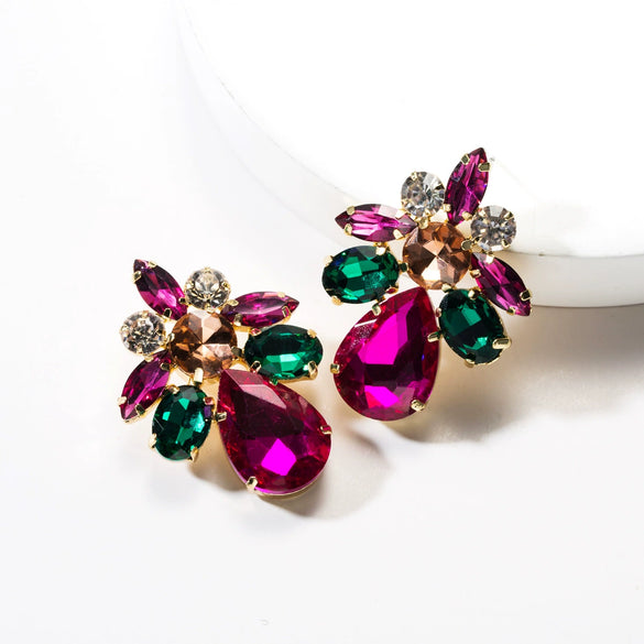 Wholesale Acrylic Dropshaped Geometric Diamondembedded Earrings For Women