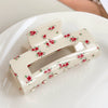 Wholesale Acrylic Floral Cherry Print Hair Shark Clip For Girls