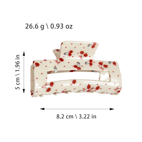 Wholesale Acrylic Floral Cherry Print Hair Shark Clip For Girls