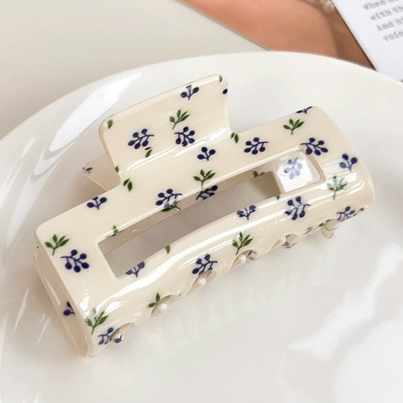 Wholesale Acrylic Floral Cherry Print Hair Shark Clip For Girls