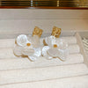 Wholesale Acrylic Flower Geometric Pleated Earrings With Silver Needle And Electroplating For Women