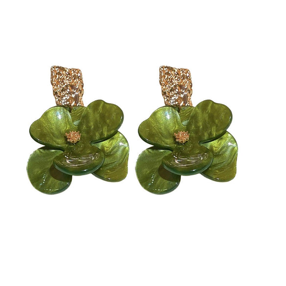 Wholesale Acrylic Flower Geometric Pleated Earrings With Silver Needle And Electroplating For Women