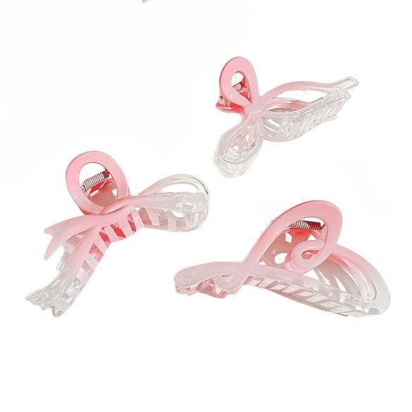 Wholesale Acrylic Fuel Injection Gradient Powder Bow Hair Accessories 3Piece Set Ponytail Clip For Women