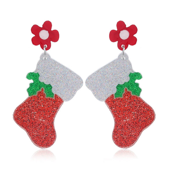 Wholesale Acrylic Geometric Christmas Cartoon Mini Snowman Christmas Tree Boots Gloves Snowflake Earrings For Women