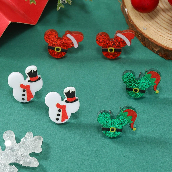 Wholesale Acrylic Geometric Christmas Magic Hat Snowman Earrings For Women