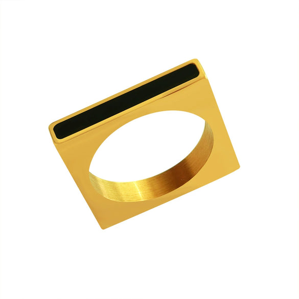 Wholesale Acrylic Geometric Square Ring And Stainless Steel 18K Gold Plated Bracelet For Women