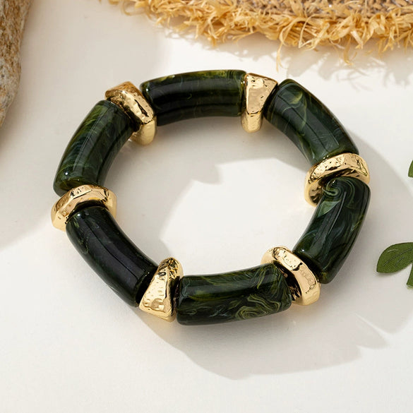 Wholesale Acrylic Gradient Circular Patchwork Alloy Electroplated Exaggerated Geometric Bracelet Jewelry Accessories