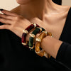 Wholesale Acrylic Gradient Circular Patchwork Alloy Electroplated Exaggerated Geometric Bracelet Jewelry Accessories