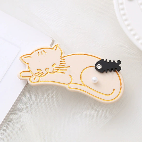 Wholesale Acrylic Handmade Duckbill Hairpin Women's Animals Style Kitty Hair Accessories