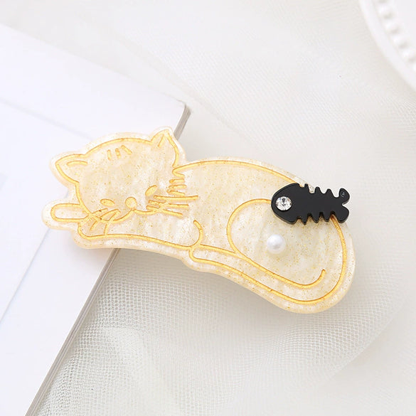 Wholesale Acrylic Handmade Duckbill Hairpin Women's Animals Style Kitty Hair Accessories