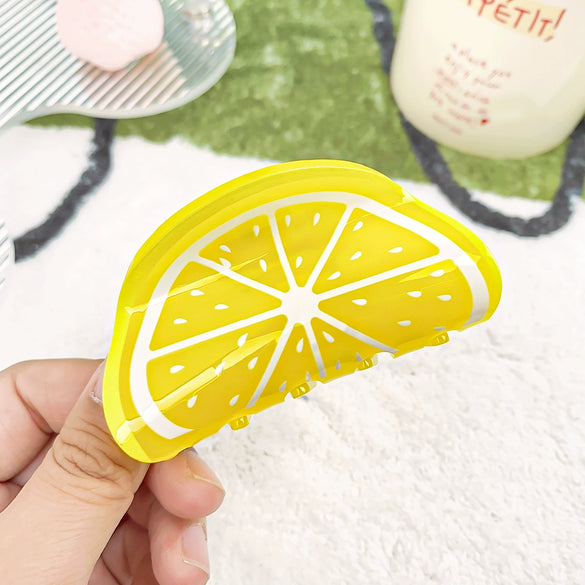 Wholesale Acrylic Handmade Fruit Lemon Style Hair Grab Clip For Women