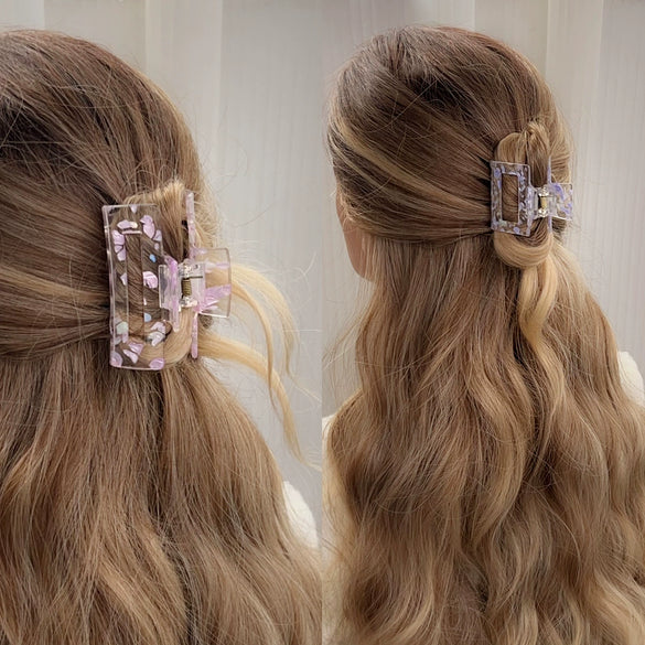 Wholesale Acrylic Handmade Geometric Hollow Hair Grab Clip Jewelry For Women