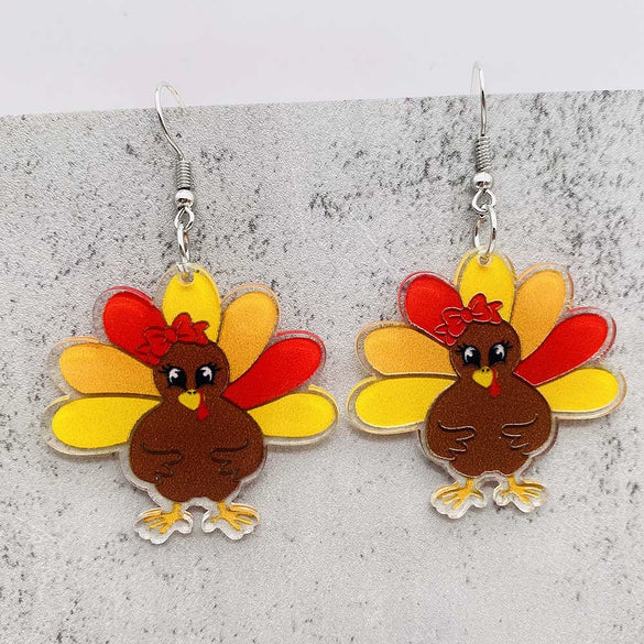 Wholesale Acrylic Handmade Turkey Asymmetric Pendant Earrings With Cartoon Characters And Geometric Patterns For Women