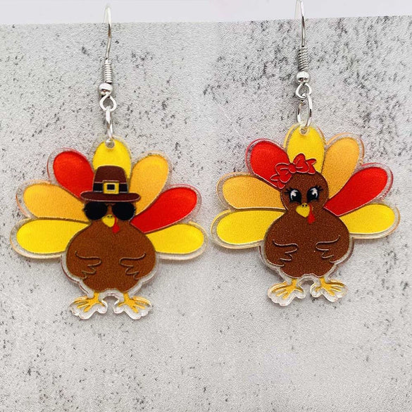 Wholesale Acrylic Handmade Turkey Asymmetric Pendant Earrings With Cartoon Characters And Geometric Patterns For Women