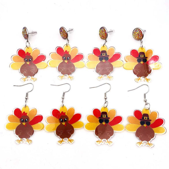 Wholesale Acrylic Handmade Turkey Asymmetric Pendant Earrings With Cartoon Characters And Geometric Patterns For Women