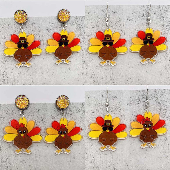 Wholesale Acrylic Handmade Turkey Asymmetric Pendant Earrings With Cartoon Characters And Geometric Patterns For Women