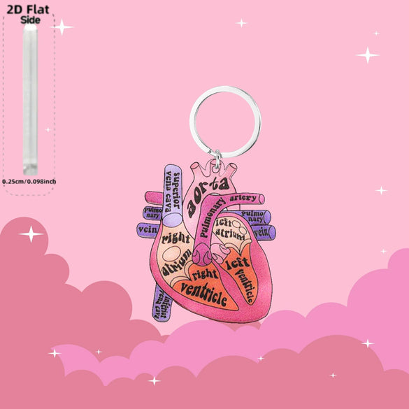Wholesale Acrylic Heart Keychain With Nurse Theme Creative Cartoon Simulation Printing Process Bag Charm Gift