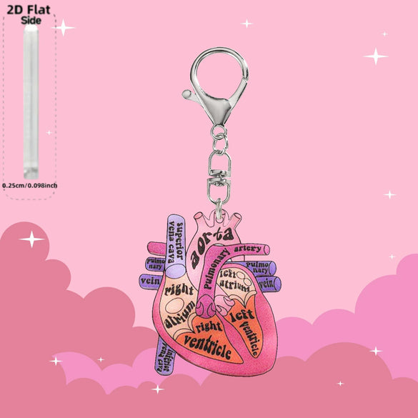 Wholesale Acrylic Heart Keychain With Nurse Theme Creative Cartoon Simulation Printing Process Bag Charm Gift