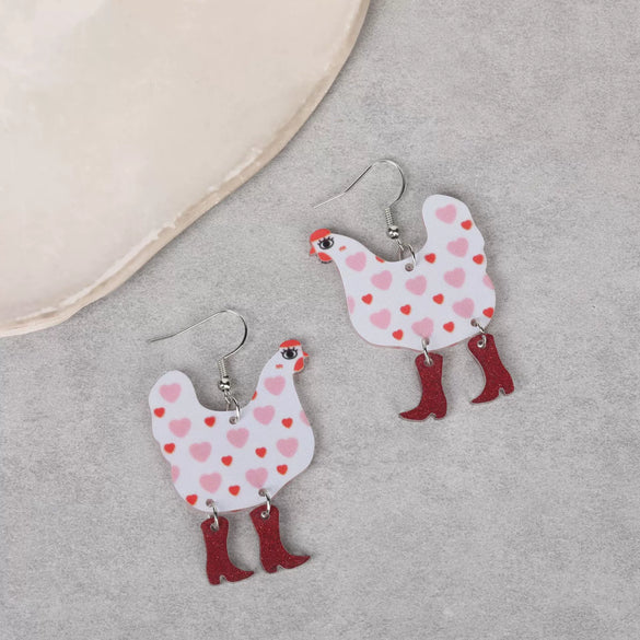 Wholesale Acrylic Hen Shape Geometric Printing Women's Earrings