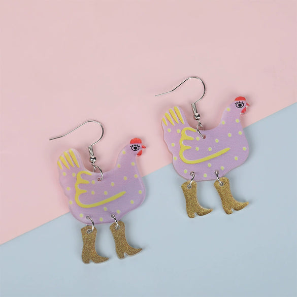 Wholesale Acrylic Hen Shape Geometric Printing Women's Earrings