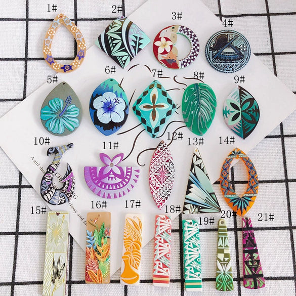 Wholesale Acrylic Jewelry Accessories With Three Dimensional Printing Pattern For Diy