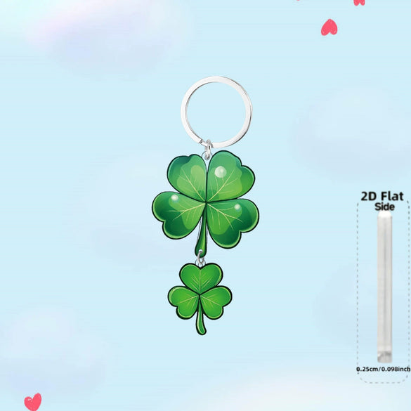 Wholesale Acrylic Keychain With Four Leaf Clover Pattern And Color Printing Creative Gift Pendant