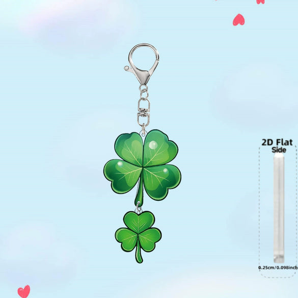 Wholesale Acrylic Keychain With Four Leaf Clover Pattern And Color Printing Creative Gift Pendant