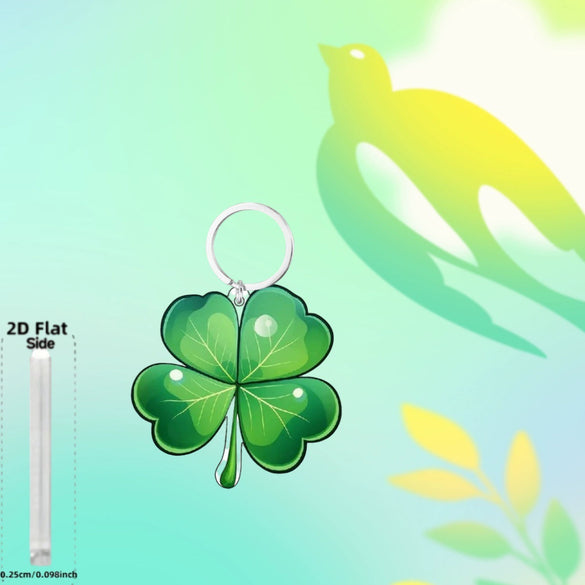 Wholesale Acrylic Keychain With Four Leaf Clover Pattern And Color Printing Creative Gift Pendant