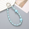 Wholesale Acrylic Light Luxury Solid Color Ab Beads Mobile Phone Pendant Electroplated Lanyard Wrist Strap