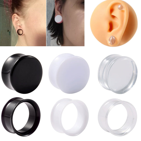 Wholesale Acrylic Minimalist Geometric Hollow Horn Auricle Waist Drum Transparent Ear Expansion Piercing Earrings