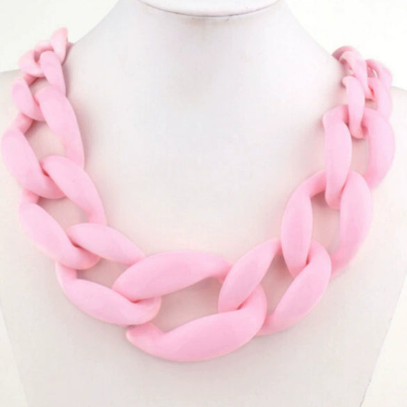 Wholesale Acrylic Necklace Geometric Pattern Painted Ball Chain Exaggerated Clavicle Chain Women's Accessories