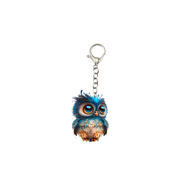Wholesale Acrylic Owl Printed Ladies Keychain Accessories And Pendants