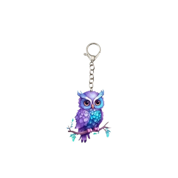 Wholesale Acrylic Owl Printed Ladies Keychain Accessories And Pendants