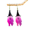 Wholesale Acrylic Pendant Earrings With Double Sided Printing Of Halloween Ghost And Wizard Hat For Women