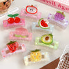 Wholesale Acrylic Printed Fruit Cartoon Style Square Hair Clips For Women