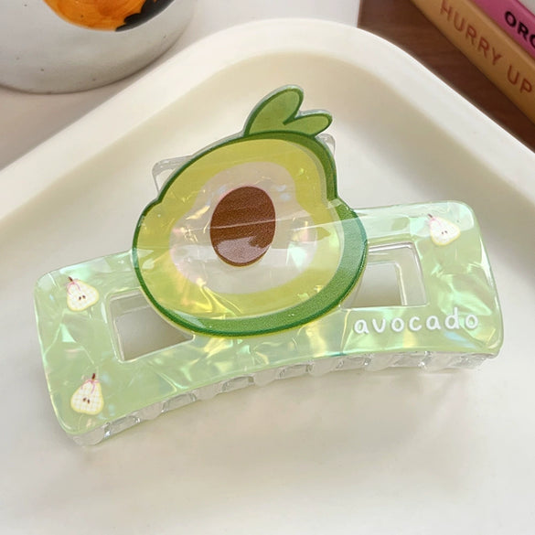 Wholesale Acrylic Printed Fruit Cartoon Style Square Hair Clips For Women