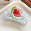 Wholesale Acrylic Printed Fruit Cartoon Style Square Hair Clips For Women