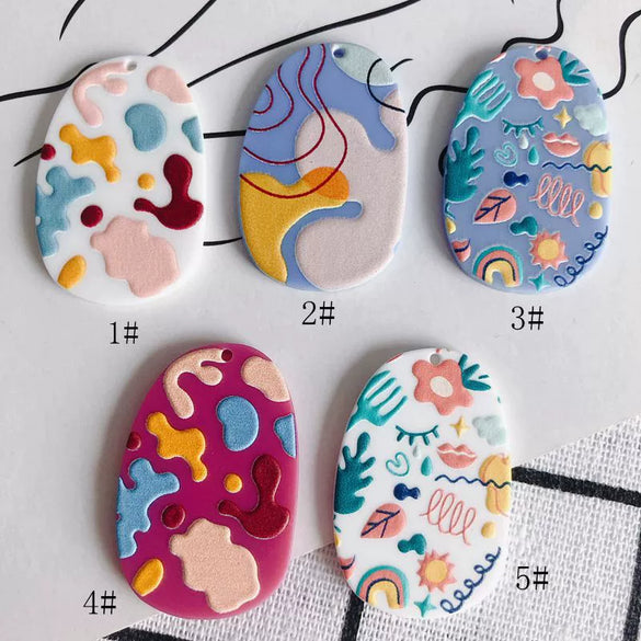 Wholesale Acrylic Printing Flower Relief Small Pendant Earrings Jewelry Accessories