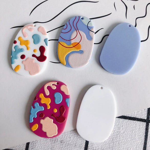 Wholesale Acrylic Printing Flower Relief Small Pendant Earrings Jewelry Accessories