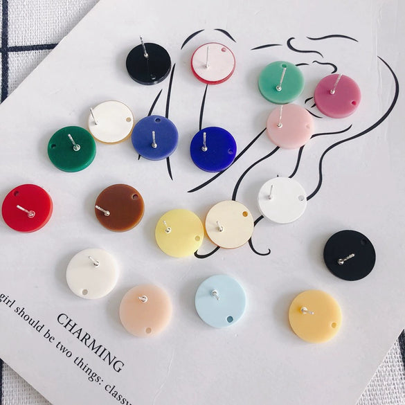 Wholesale Acrylic Stud Earrings Round Shape Solid Color Simple And Sweet Style Environmental Protection Treatment